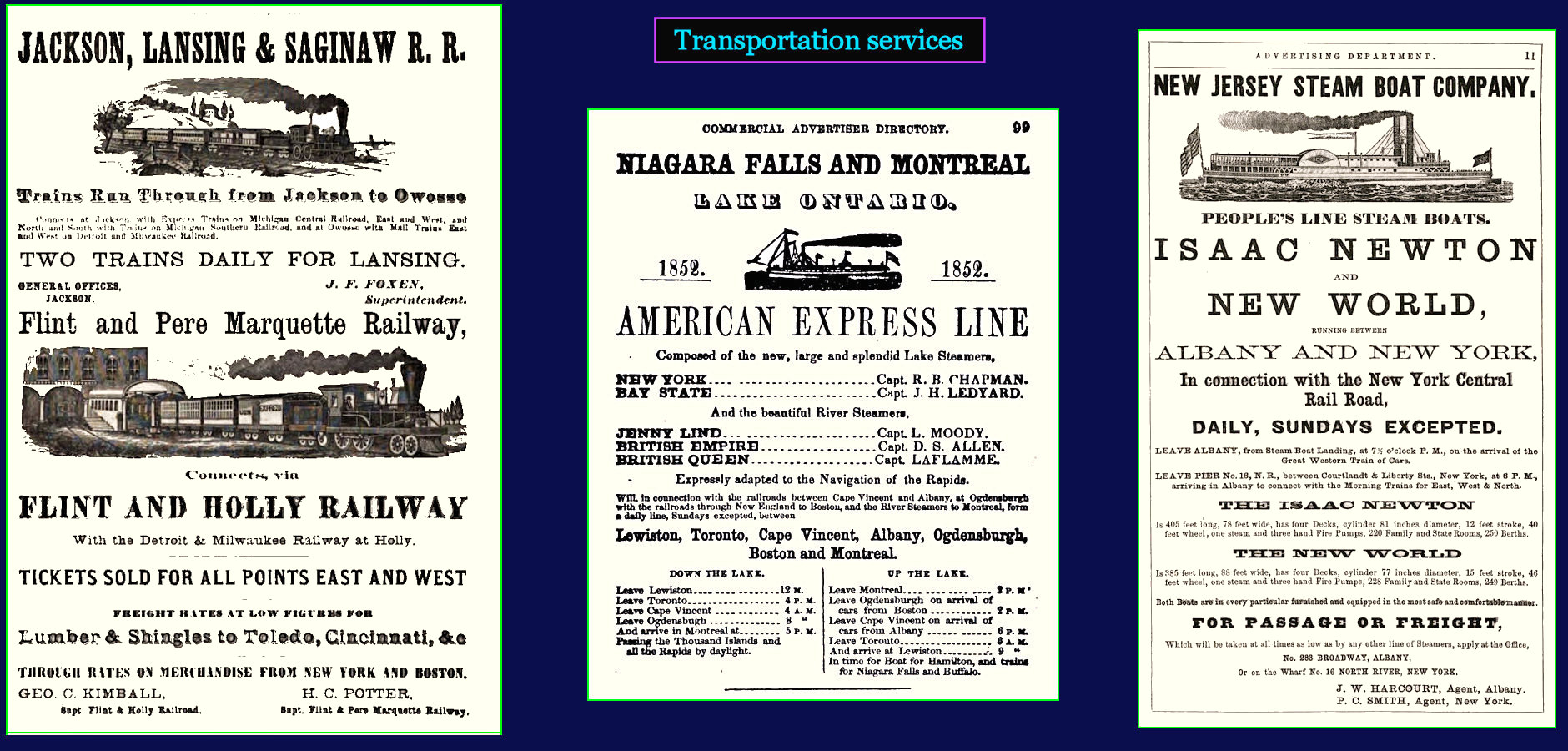 Transportation Ads, 1870